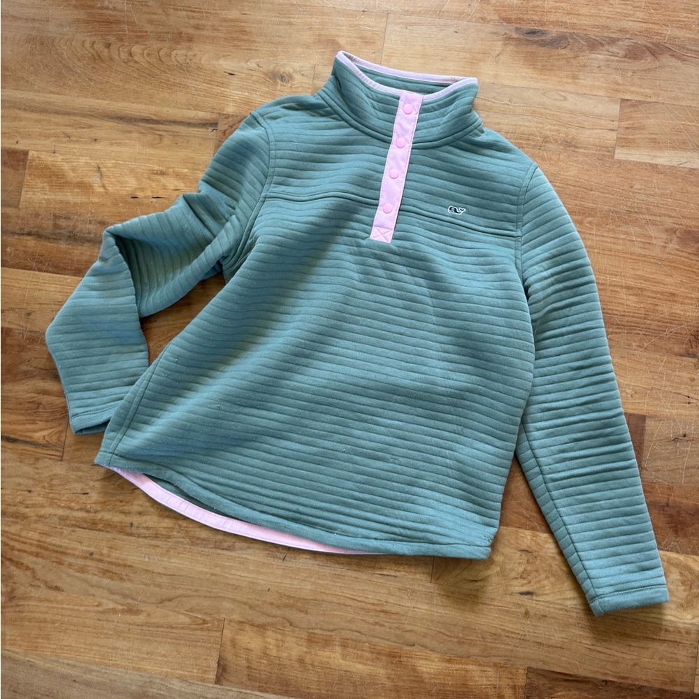 Vineyard Vines Teal and Pink Pullover Sweater